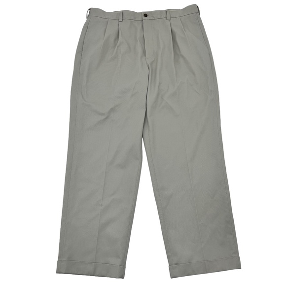 Brooks Brothers Mens 38x30 Advantage Chino Elliot Relaxed Pants Beige Pleated‎